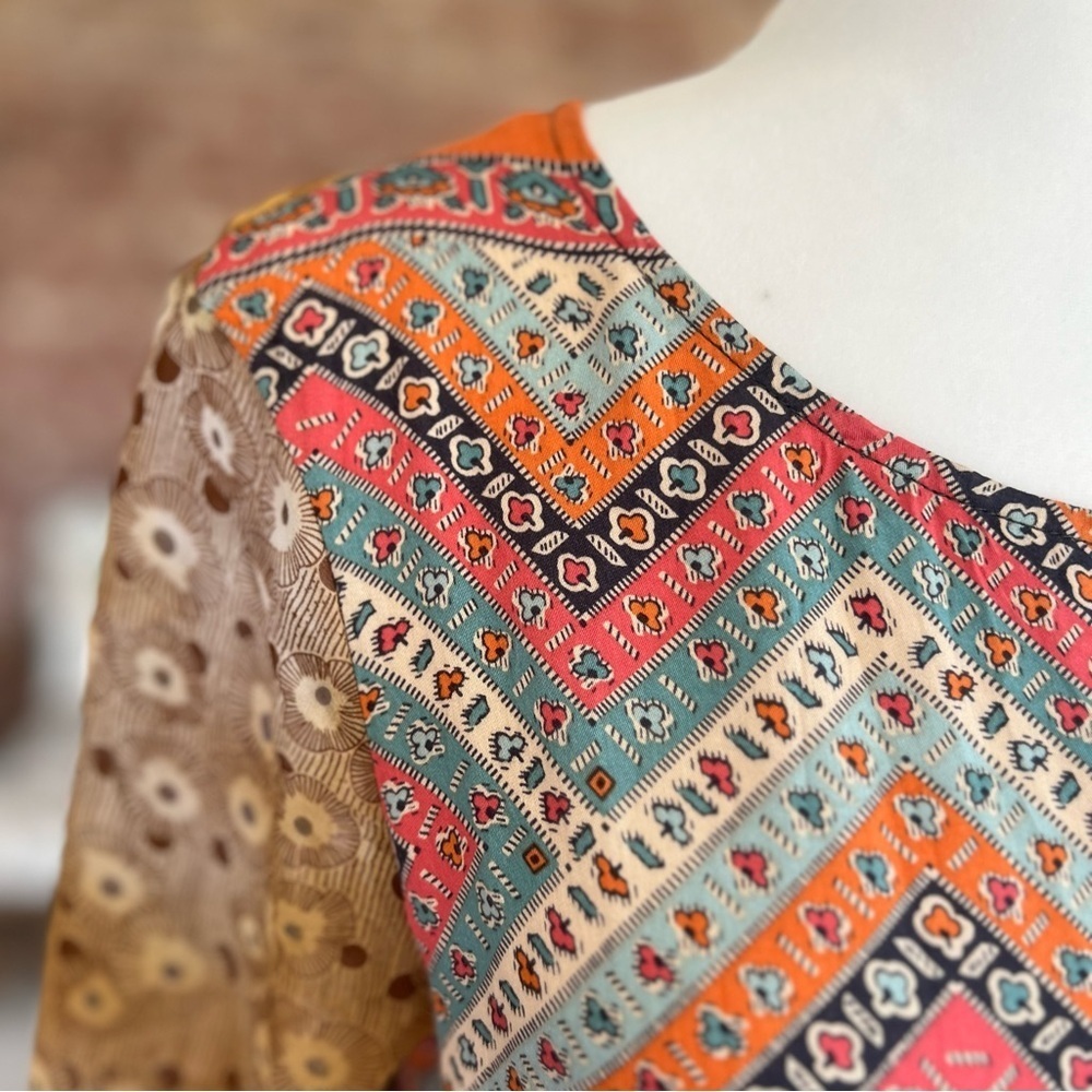 Tiny Anthropologie Patchwork Shift Mini Dress Xs - image 5